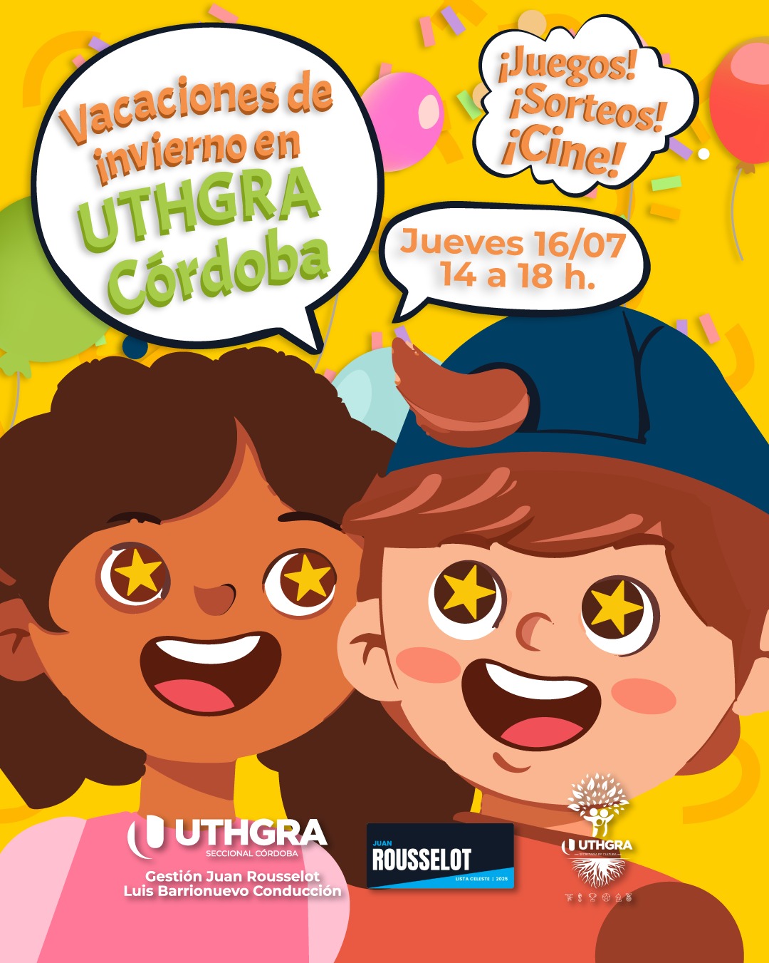 Segunda Jornada de Vacaciones de Invierno en UTHGRA Córdoba: juegos, cine y diversión para los chicos
